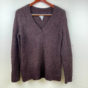 Womens Sweater Sz S/M Chocolate Brown‎ Whimsigoth Metallic Chunky Thick Witchy